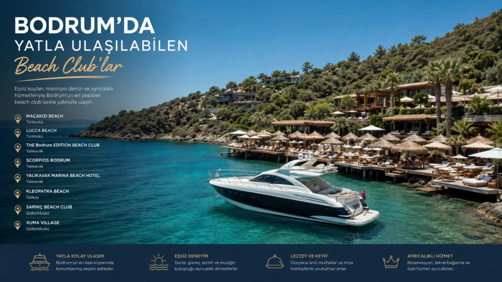 BODRUM'DA BEACH CLUB'LAR – Bodrum'un en popüler beach club'ları, turkuaz koylar, lüks iskeleler, deniz kenarında şezlonglar ve Ege'nin eşsiz atmosferinde premium beach deneyimi.